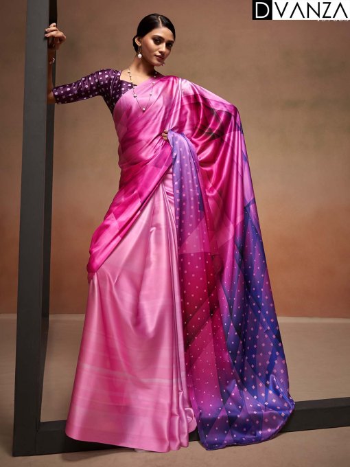 Shop Bollywood Satin Crape Sarees with Exquisite Digital Prints Online - dvz0003856