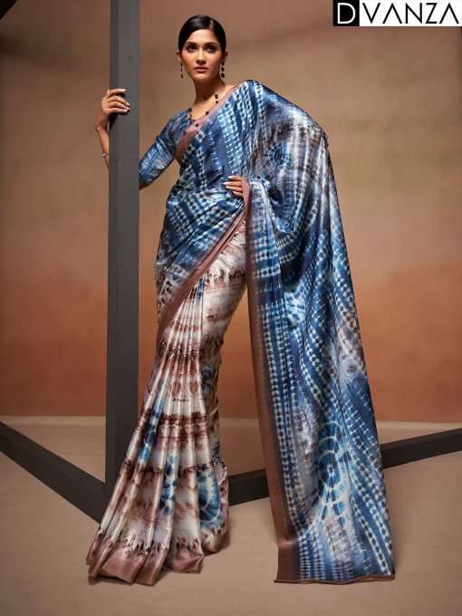 Shop Bollywood Satin Crape Sarees with Exquisite Digital Prints Online - dvz0003859