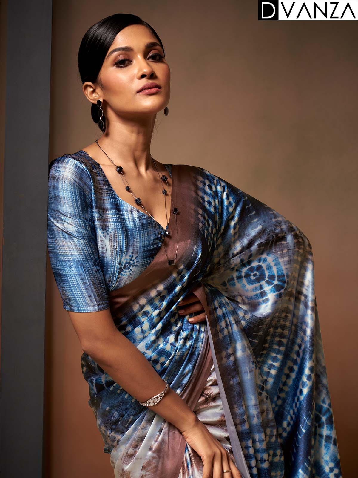 Shop Bollywood Satin Crape Sarees with Exquisite Digital Prints Online - dvz0003859