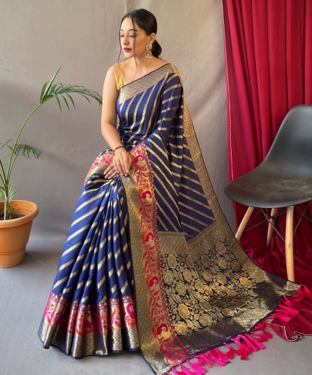 Gold Zari Silk Banarasi Saree Online - dvz0003397