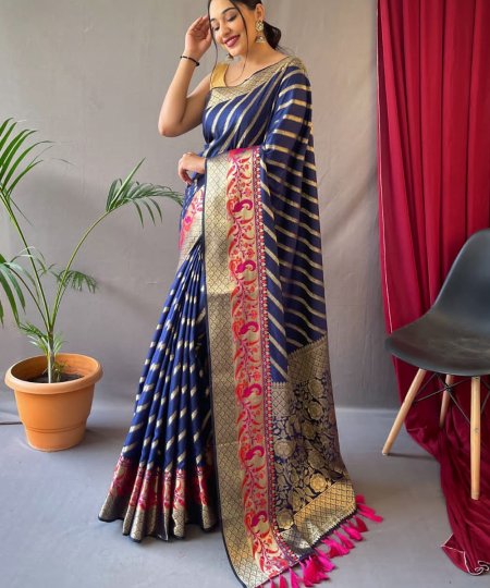 Gold Zari Silk Banarasi Saree Online - dvz0003397