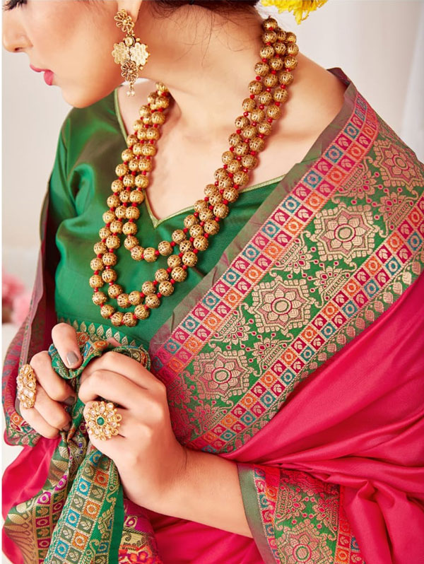Branded Soft silk weaving saree (Pink) dvz0001308 - indian silk sarees ...