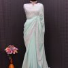 sky blue Embroidered Georgette Designer Saree dvz0003759