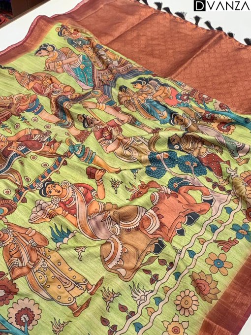 Soft Banarasi Silk Saree with Kalamkari Print Elegant and Timeless