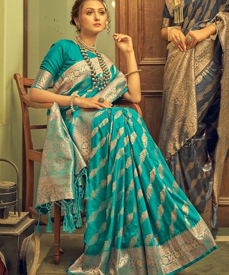 Soft Banarasi Silk Saree with Leheriya Zari Weaving Dvanza - dvz0003405