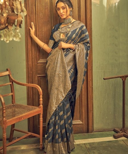 Soft Banarasi Silk Saree with Leheriya Zari Weaving - dvz0003407