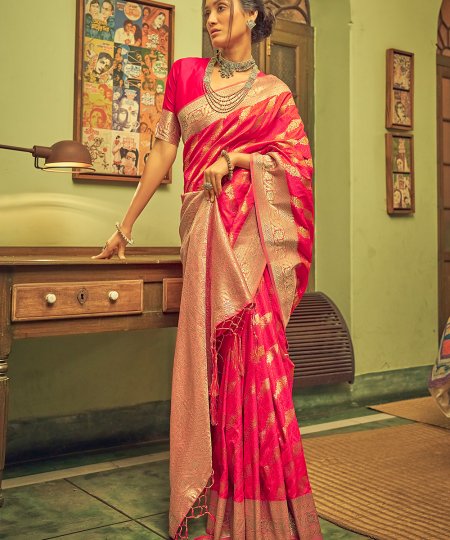 Banarasi Silk Saree with Leheriya Zari Weaving - dvz0003408