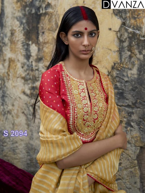 Soft Organza with Stripe Zari Weaving Sarees and Soft Silk Designer Blouses Online