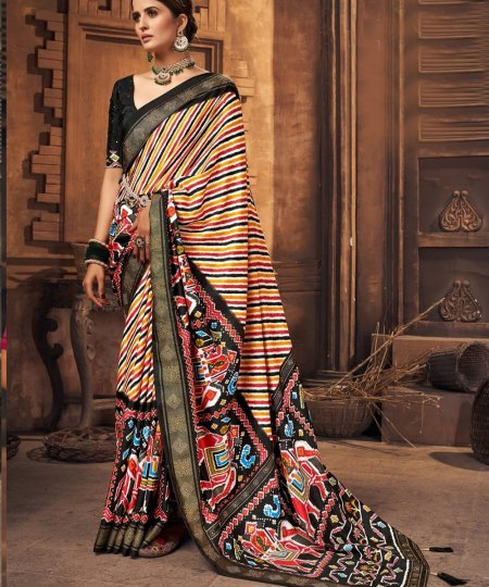 Soft Printed Patola Silk Saree - dvz0003458