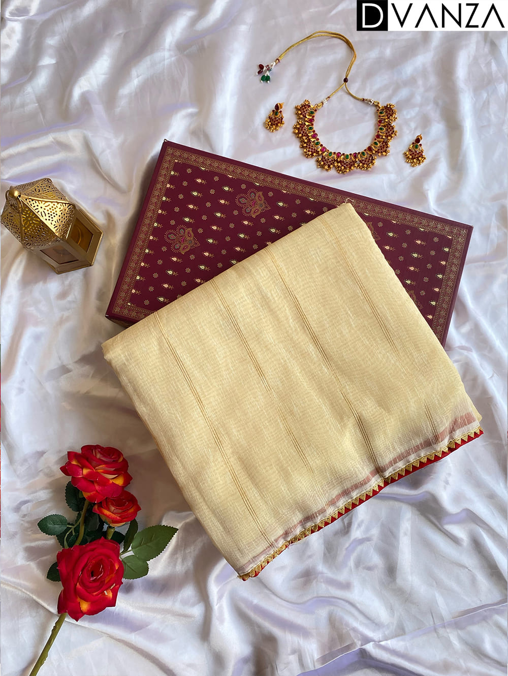 Soft Tissue Sarees with Fancy Temple Lace Border - dvz0003924