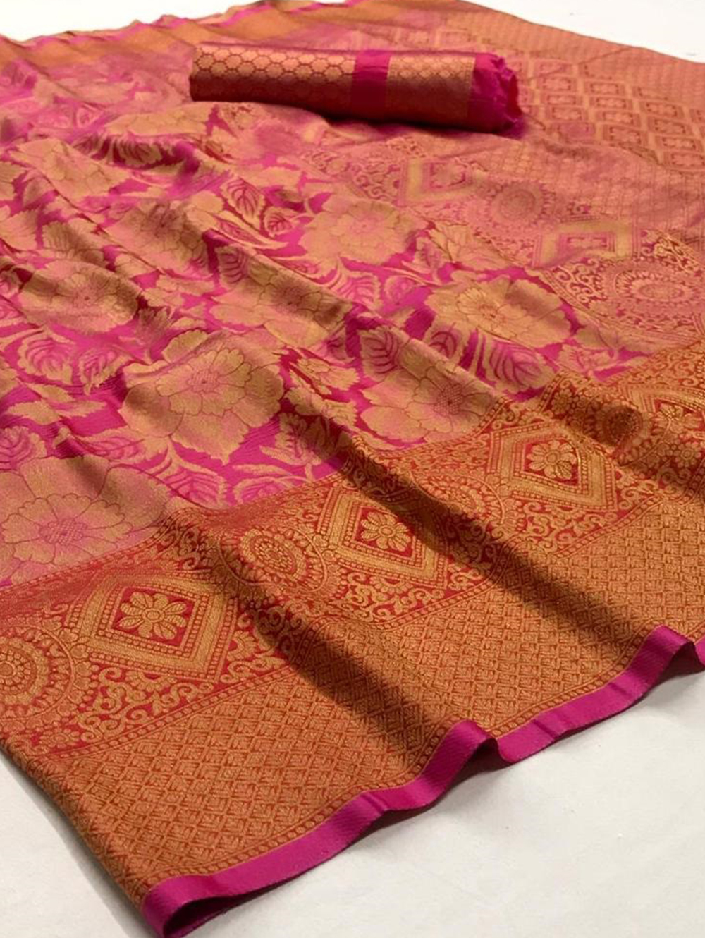 Tara Sutariya Pink Nylon silk saree with Dying - dvz0003422