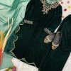 Top Pant and Dupatta Set in Luxurious Green Velvet