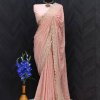 trendy Peach Sequinned Georgette Saree dvz0003550