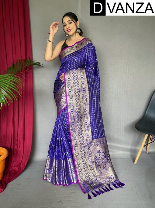 violet color Traditional silk woven wedding wear saree dvz0003435