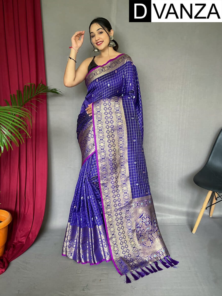 violet color Traditional silk woven wedding wear saree dvz0003435