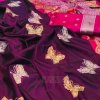 wine Butterfly Woven saree DVZ0003564