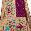 wine Kanchipuram Pethani Silk Saree DV406