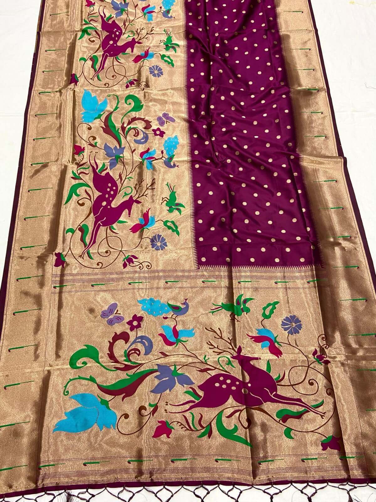 wine Kanchipuram Pethani Silk Saree DV406