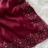 wine Organza Zari Sequins Work Saree DV437