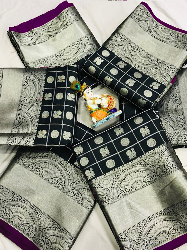 women's Black Lichi Silk Traditional saree dvz0002210