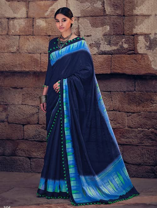 women's Cotton Silk saree With Pum Pum Border dvz0001638