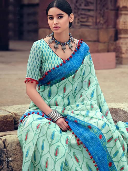 women's Cotton Silk saree With Pum Pum Border dvz0001639-2 women's Cotton Silk saree With Pum Pum Border dvz0001639-2