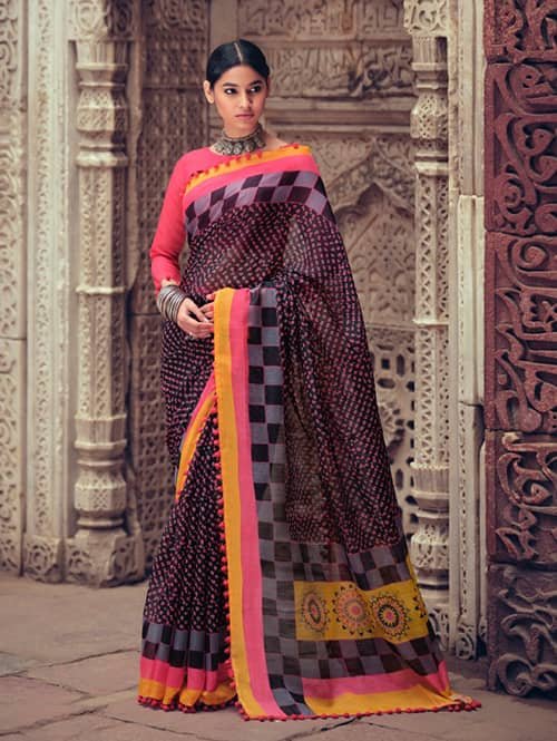 women's Cotton Silk saree With Pum Pum Border dvz0001643 women's Cotton Silk saree With Pum Pum Border dvz0001643