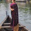 women's Italian Chiffon Saree in Purple With Foil Print dvz0001798