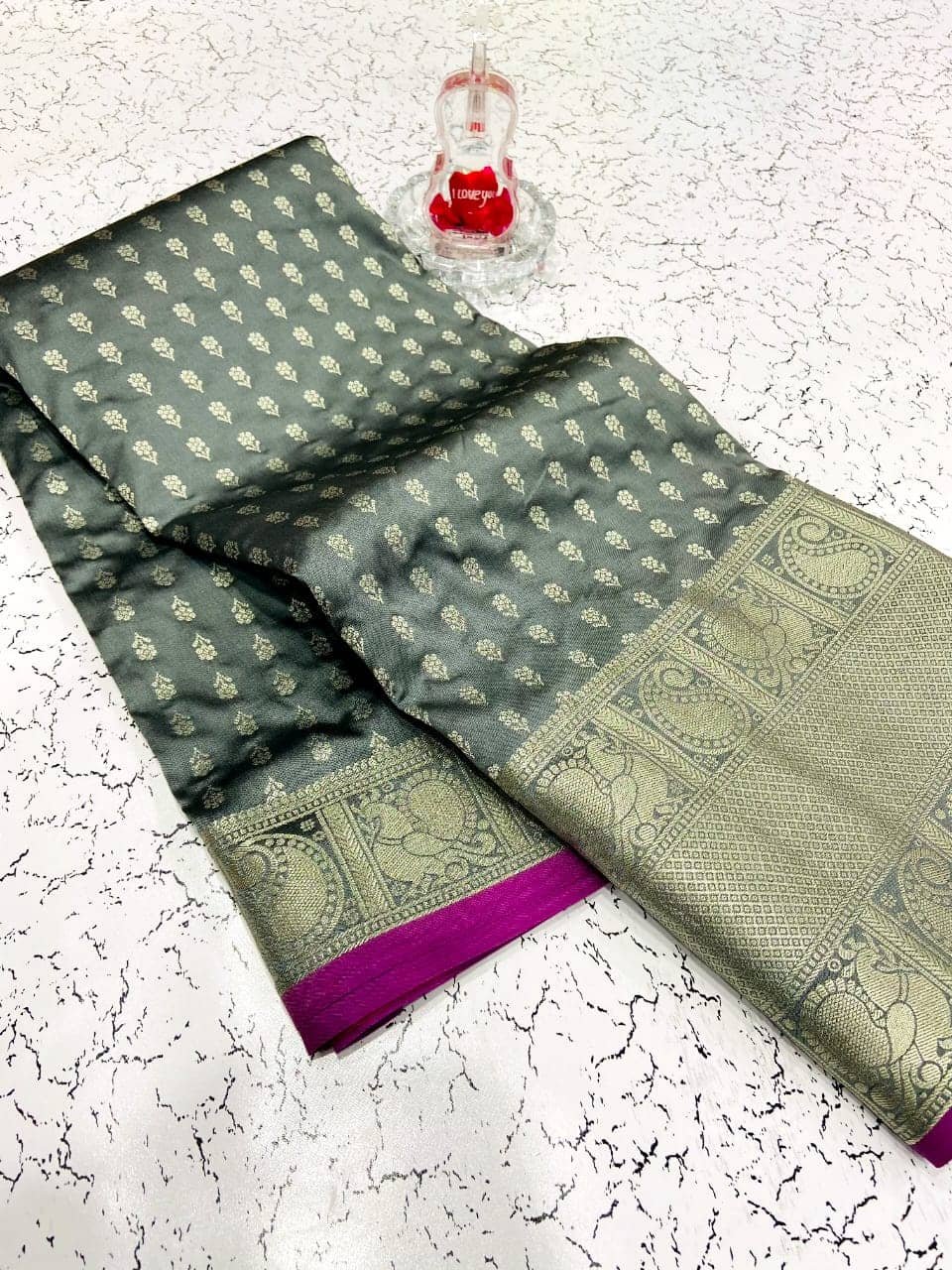 women's designer banarasi silk saree in Grey dvz0001874
