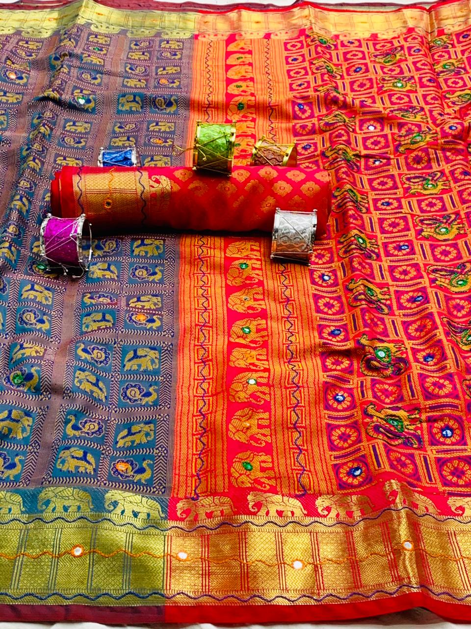 woven patola Soft silk saree dvz0001904 - Dvanza.com - cash on delivery