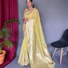 yellow Linen Silk Saree dvz0003898