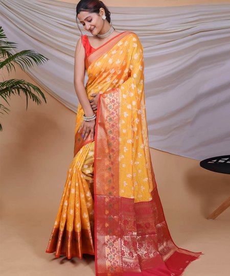 yellow Woven Saree dvz0003786