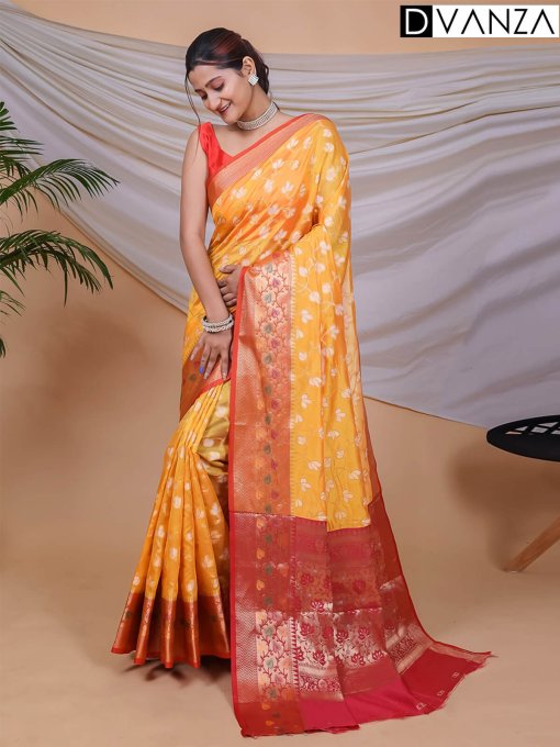 yellow Woven Saree dvz0003786