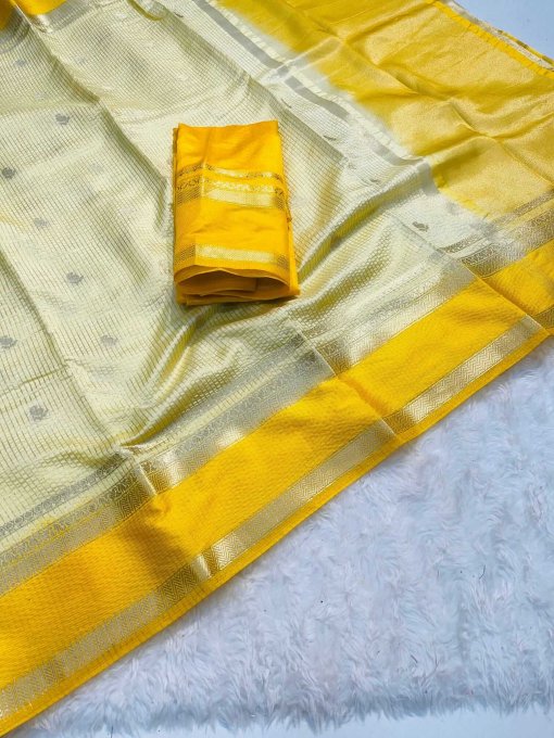 yellow soft Viscose Kovaipattu Saree DV415